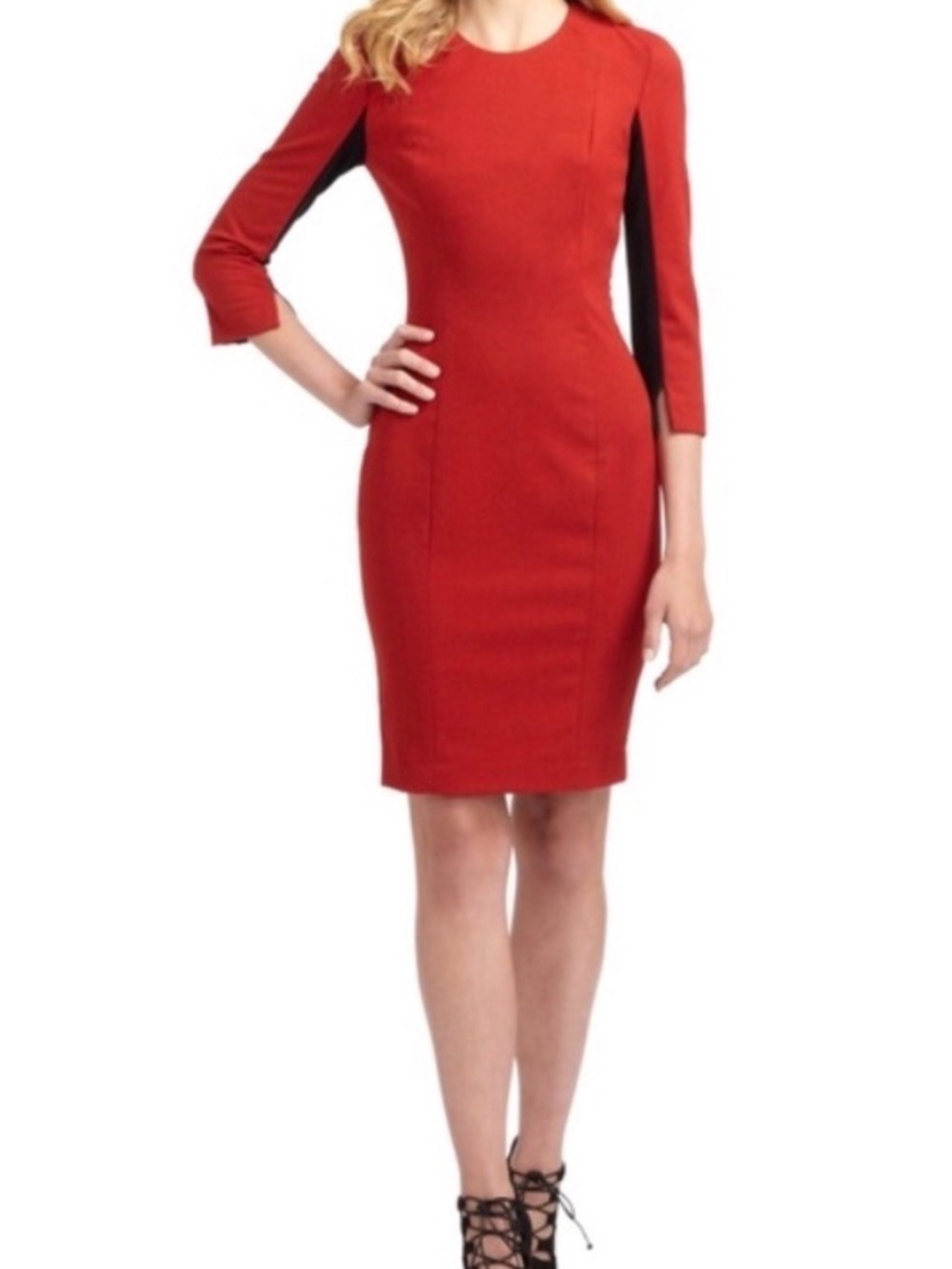 French Connection Red Sheath Dress with Black Fast Arte 10 NWT